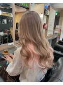 ハイライトカラーミルクティーベージュレイヤーカット