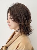 前下がりショート・ボブ/パーマ/前髪なし/30代/40代/50代/長め