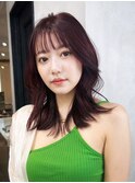 ロンググレージュ暗めカラー韓国ヘア顔周りレイヤー_F31085