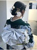 【成人式ヘアセット】お団子×水引きスタイル