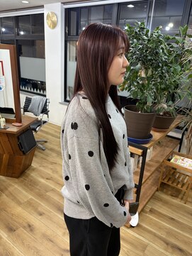 ヘアーサロン グラブ(hair Salon grab) 艶ピンク×きりっぱなしロングストレート