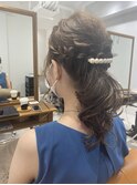 結婚式ヘアセットヘアアレンジポニーテールアレンジ