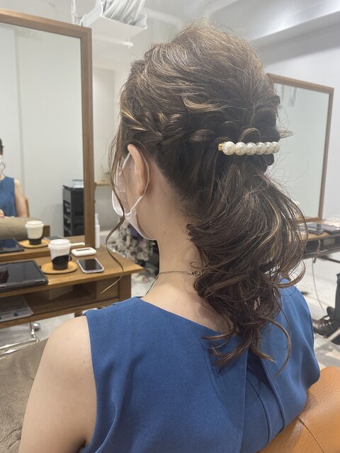 結婚式ヘアセットヘアアレンジポニーテールアレンジ