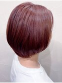 20代30代40代髪質改善カラーピンクブラウン艶感ショートボブ