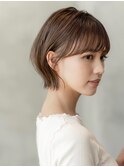 20代30代大人可愛いグレーベージュレイヤーボブ艶髪小顔カット