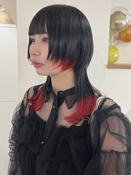 イチエ(icie) エンドカラー 毛先カラー　レッド