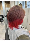 ウルフインナーレッド/美髪/