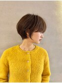 前髪あり丸みショートボブ/ナチュラルブラウン