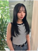 20代30代透明感暗髪アッシュブルーブラック韓国風レイヤー