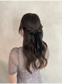ハーフアップ／結婚式／お呼ばれ