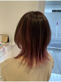 インナーカラー,ペールピンク,ウルフカット【草加】
