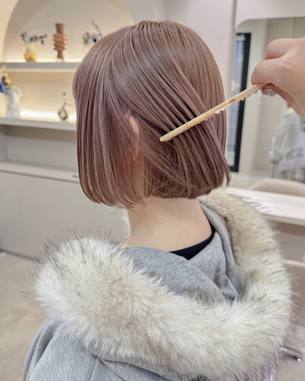 ピンクベージュ/ブリーチ/ボブ/表参道/原宿