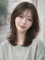 ロティー 天神(loty)&nbsp;ミディアムレイヤー 顔周り 前髪 髪質改善 赤み消しベージュ