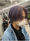 ラベンダーカラー　韓国風センターパートマッシュ