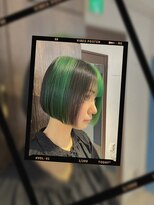 アジールヘア 池袋東口店(agir hair)&nbsp;オリーブカラー/グリーン/切りっぱなしボブ/デザインカラー/池袋