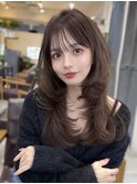 美髪レイヤーカット/顔まわりレイヤー/くびれミディアムレイヤー