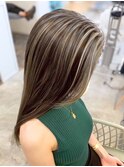アンブレラカラー細めハイライトロングレイヤー◎20代～50代