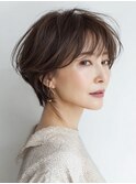 大人可愛い40代50代くびれショートボブ丸みショート