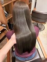 フーコー 下関店(fuhcoh)&nbsp;ブリーチなしダブルカラー くすみグレージュ 艶ロング