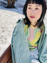 ヘアメイク マルナ 本店(HAIR MAKE MALUNA) 【MALUNA ヒマワリ】ミントグリーンインナー×オン眉