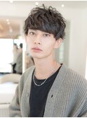 アッシュブラック/ウルフ/マッシュパーマ/ツーブロック/黒髪