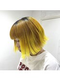 [prankster]切りっぱなしボブイエローグラデーション