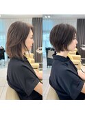 前髪なし小顔ひし形丸み耳掛け大人ショート20代30代40代50代＊