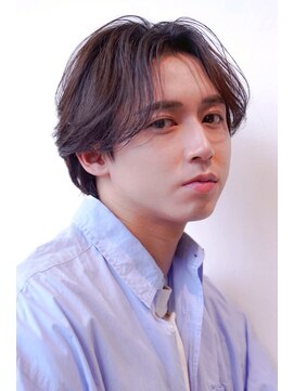 ハバナ 渋谷(HAVANA) メンズ波巻きセンターパート韓国風黒髪ツーブロックマッシュ