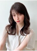 後れ毛が可愛い顔周りレイヤー/ナチュラルアッシュ/顔周り