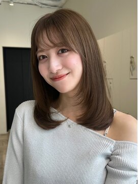 ノイ 銀座(noi) 顔周りレイヤーカットくびれヘアミルクティーベージュカラー