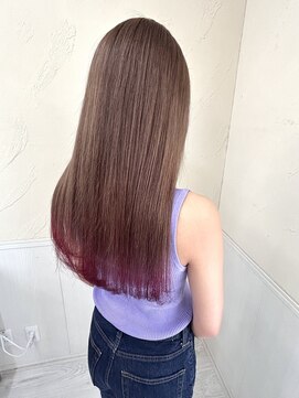 アップル(APPLE) 裾カラー☆ミルクティーベージュ×レッド