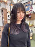レイヤーカット20代30代40代顔周りカットラベンダーカラー