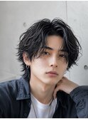 無造作ウェーブ×ミディアムウルフ