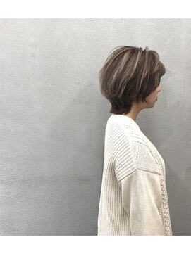 エヌ(N) N/92co. ショートウルフ×ハイライト×ピンクベージュ