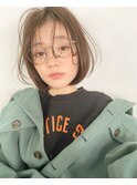 グレーベージュ前髪パーマレイヤーカットダブルカラー髪質改善