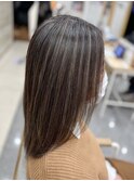 脱白髪染めハイライト 美髪/30代/40代/50代/卵型/丸型/四角