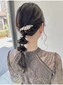 20代30代大人可愛いお呼ばれスタイル編みおろしグレージュ
