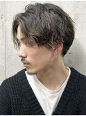 フェザーパーマ/グレーブルーカラー/刈り上げショートパンク