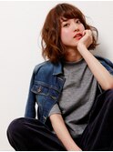 斜めバング/ミルクティーピンク/ラフウェーブ/相模大野