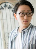 七三分けオールバック黒髪モテセミウェットスタイルT草加