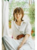耳掛けショートボブ/襟足束感ショート/アッシュベージュ