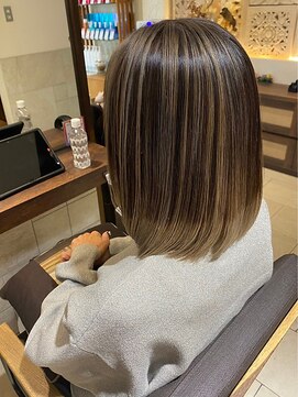 ヘアリゾート粋 ティガ 池袋店(tiga) ハイライト×ミディアムストレート/髪質改善