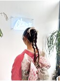 成人式ヘアアレンジセットカチモリポニー韓国