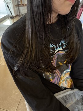 アチーブ ヘア デザイン(achieve hair design) 小顔レイヤーカット黒髪暗髪ストレートロングヘア10代20代30代