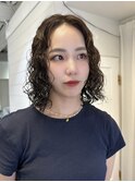 【白石】ボブミディアムスパイラルパーマウェーブヘア原宿