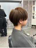 イメチェン/レッドブラウン/フルバング/似合わせカット/愛甲石田
