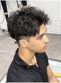 アップバングショートパーマ