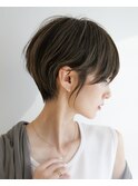 大人可愛い20代30代40代黒髪前下がりショートボブ丸みショート◎