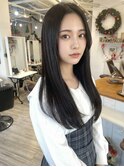 【黒髪ロングx韓国レイヤー】ストレート/カラーなし
