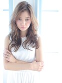 小顔セミウェットウェーブピンクベージュハイライトカラー